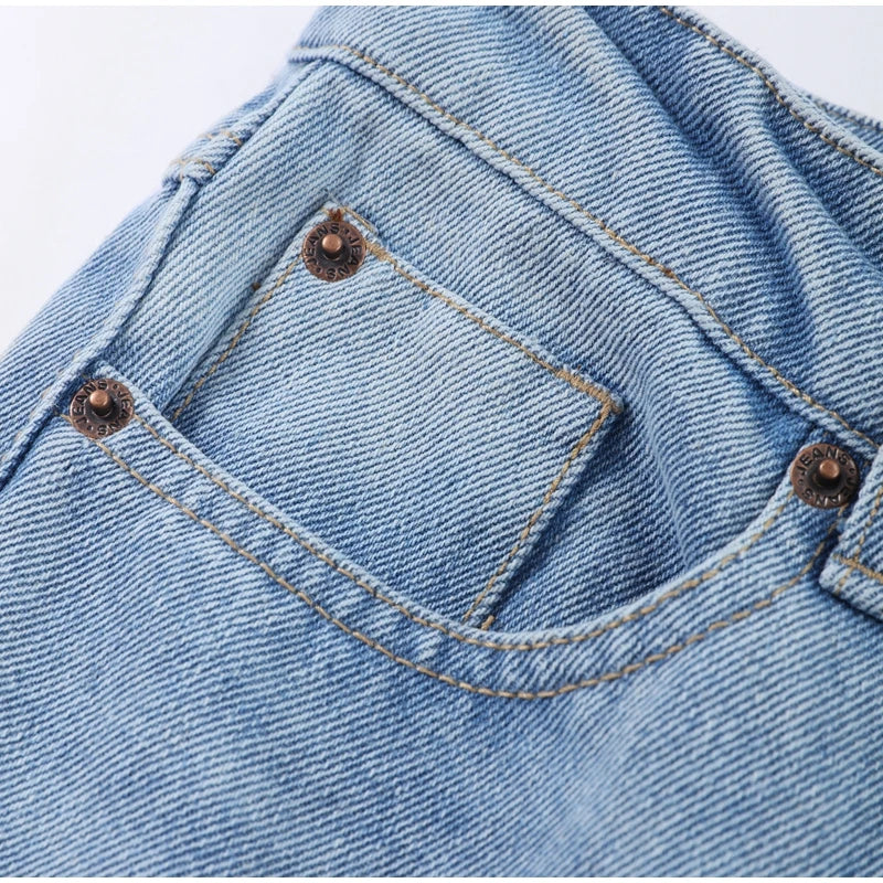 Chic Women's Side Patchwork Denim Jeans Pant High Waist Wide Leg Baggy Pants For Woman 2025 New Casual Daily Streetwear Trousers
