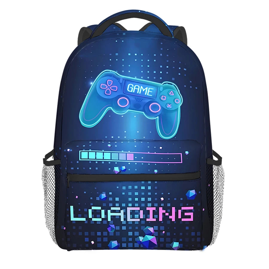 Burning Flame Game Controller Backpacks for Boy and Girls Best Gifts 2D Flat Cartoon School Backpack for Children