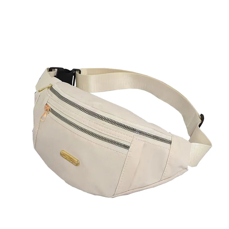 Unisex Adjustable Waist Shoulder Bag, Durable Crossbody Bag with Zipper Pockets and Hardware, Casual Sports Design