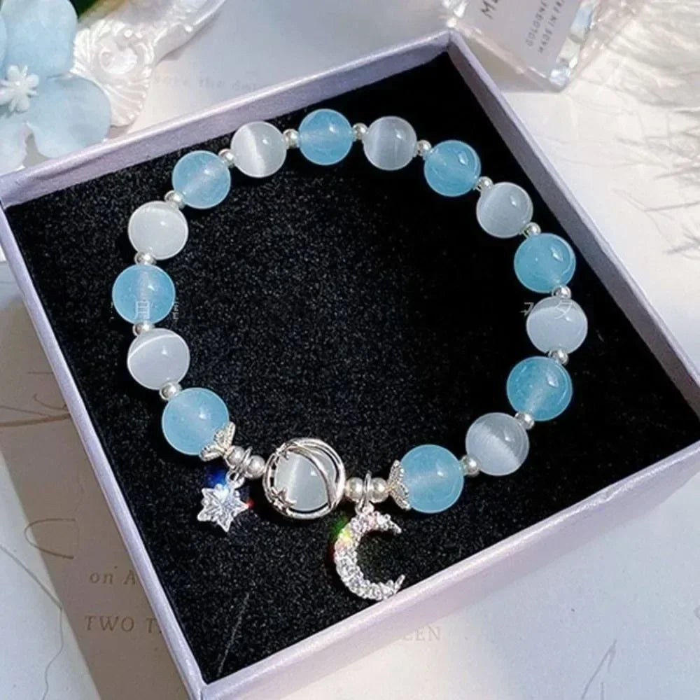 Butterfly Star Moon Flower Pendant Glazed Bracelet Jewelry Gift Beauty Accessory Bead Chain with Colorful Beads Lucky Bracelet