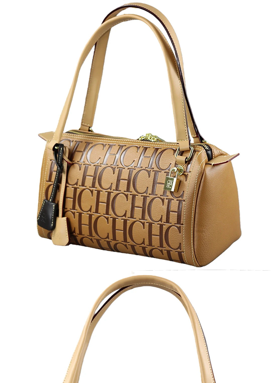 2025Vintage Style CH Brand Fashion Embossed Letter Cylindrical Handbag Large Capacity Commuter Shoulder Bag