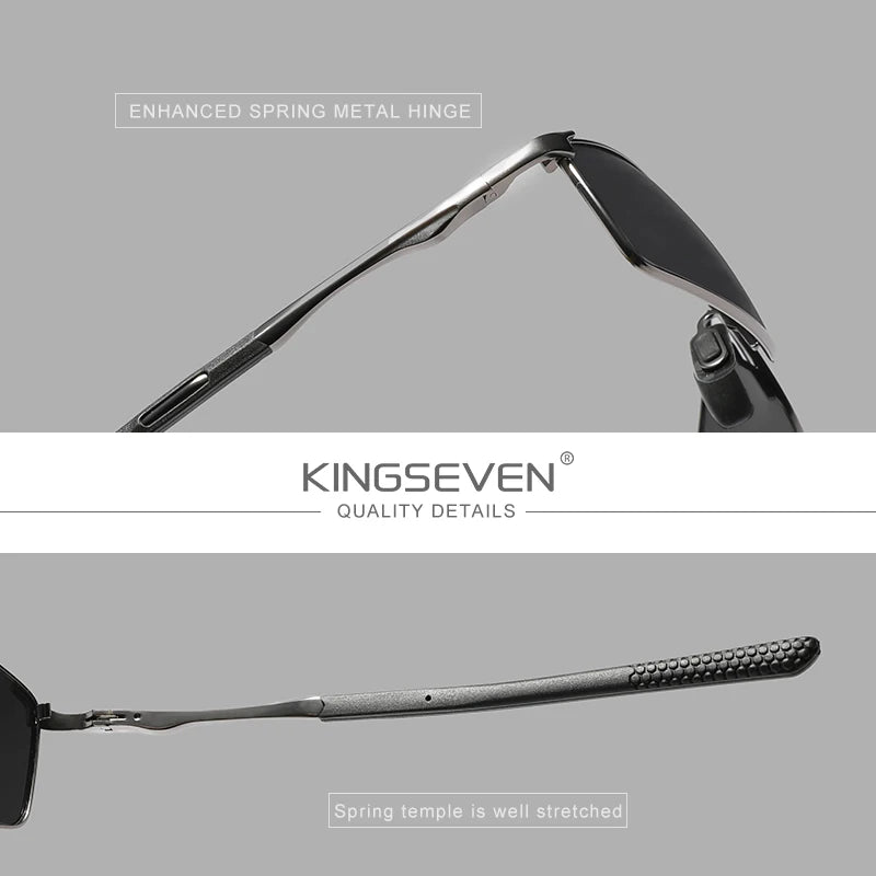KINGSEVEN Fashion Rectangular Frame Sunglasses For Men UV400 Polarization Alloy Riding Glasses Parsnip Luxury Vintage Eyewear