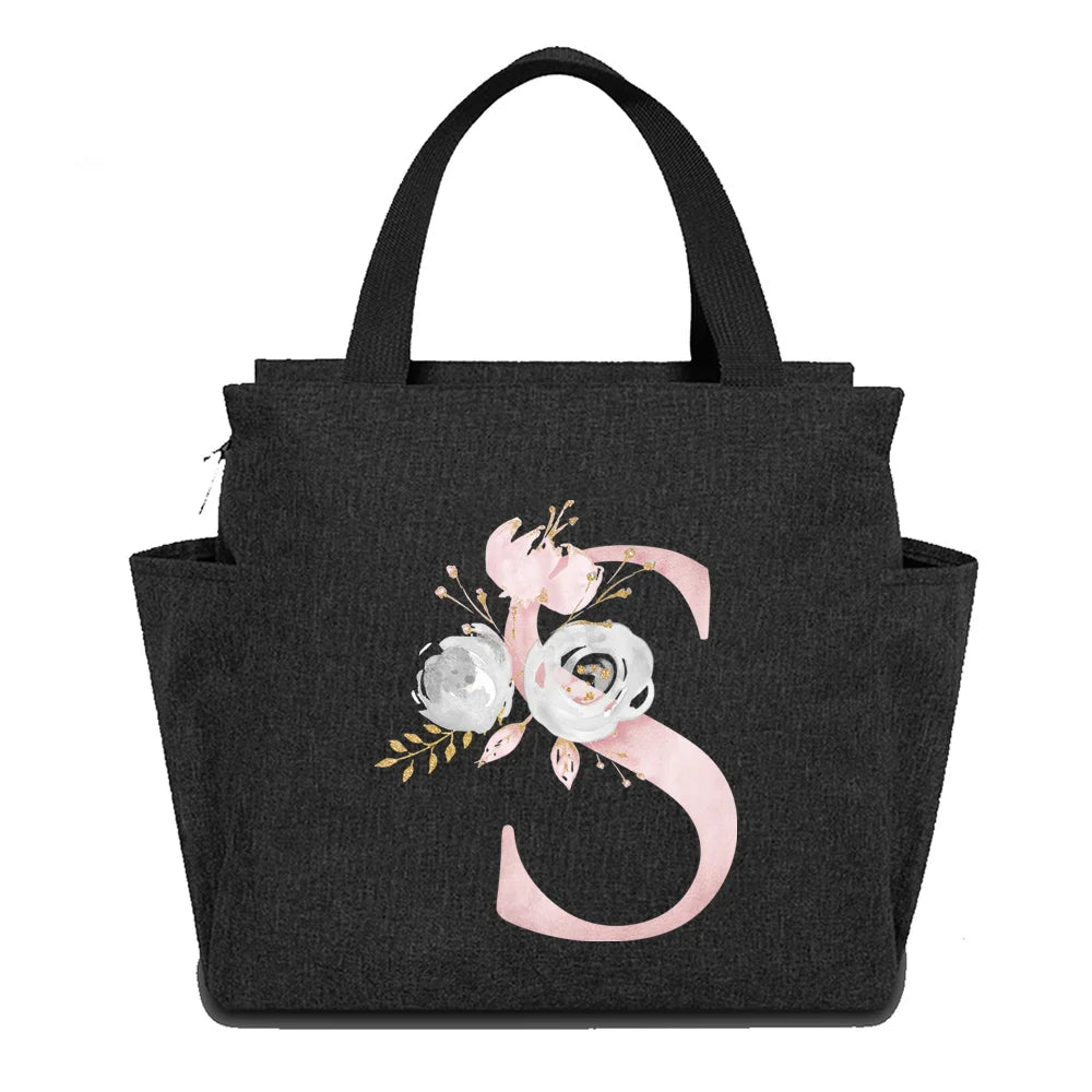 BIG Capacity Insulated Thermal Lunch Food Bag Box Cooler Waterproof  Original Design Pink Flower Series Printing for Kids
