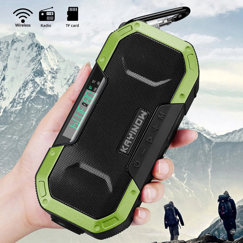 5000mAh Emergency Radio Solar Powered Hand Crank Radio Multifunctional Bluetooth AM/FM Weather Radio Speaker with LED Flashlight