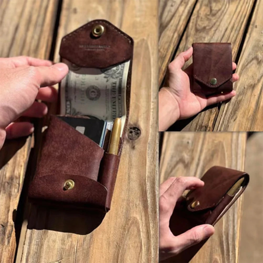 Multifunctional Compact Wallet Bi-Fold Slim Minimalist Wallet Complimentary Fountain Pen for Daily Commuting Business and Travel