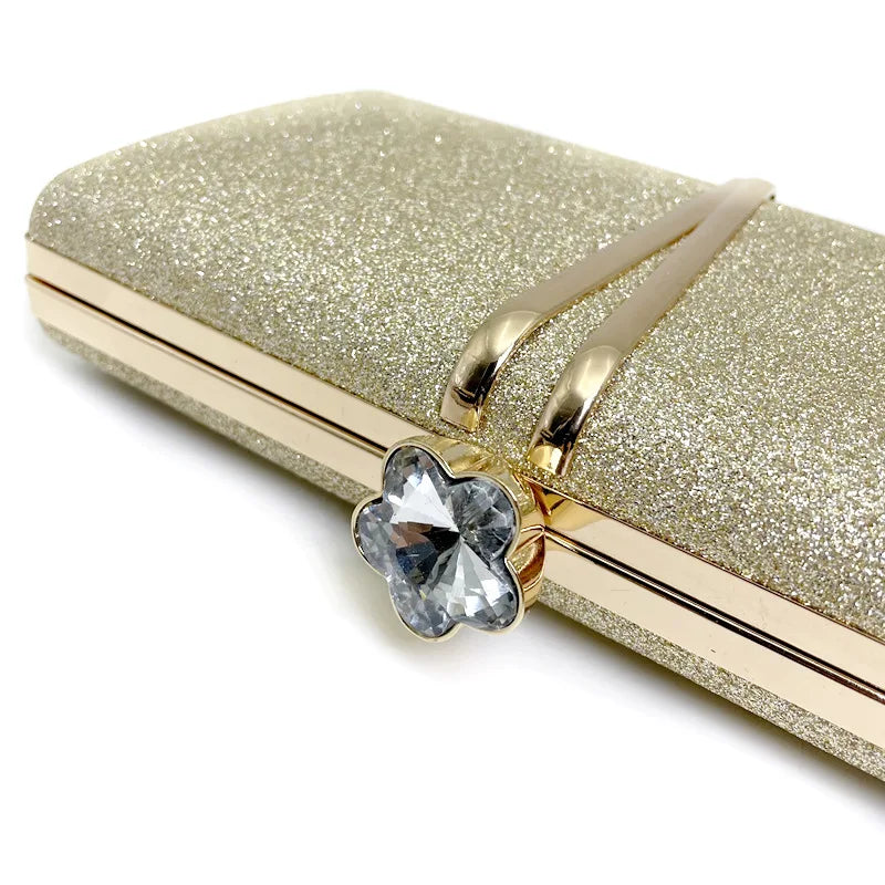 Shiny Glitter Evening Clutch Bag Women Wedding Purse Party Banquet Handbag Lady Elegant Daily Club Chain Crossbody Shoulder Bag