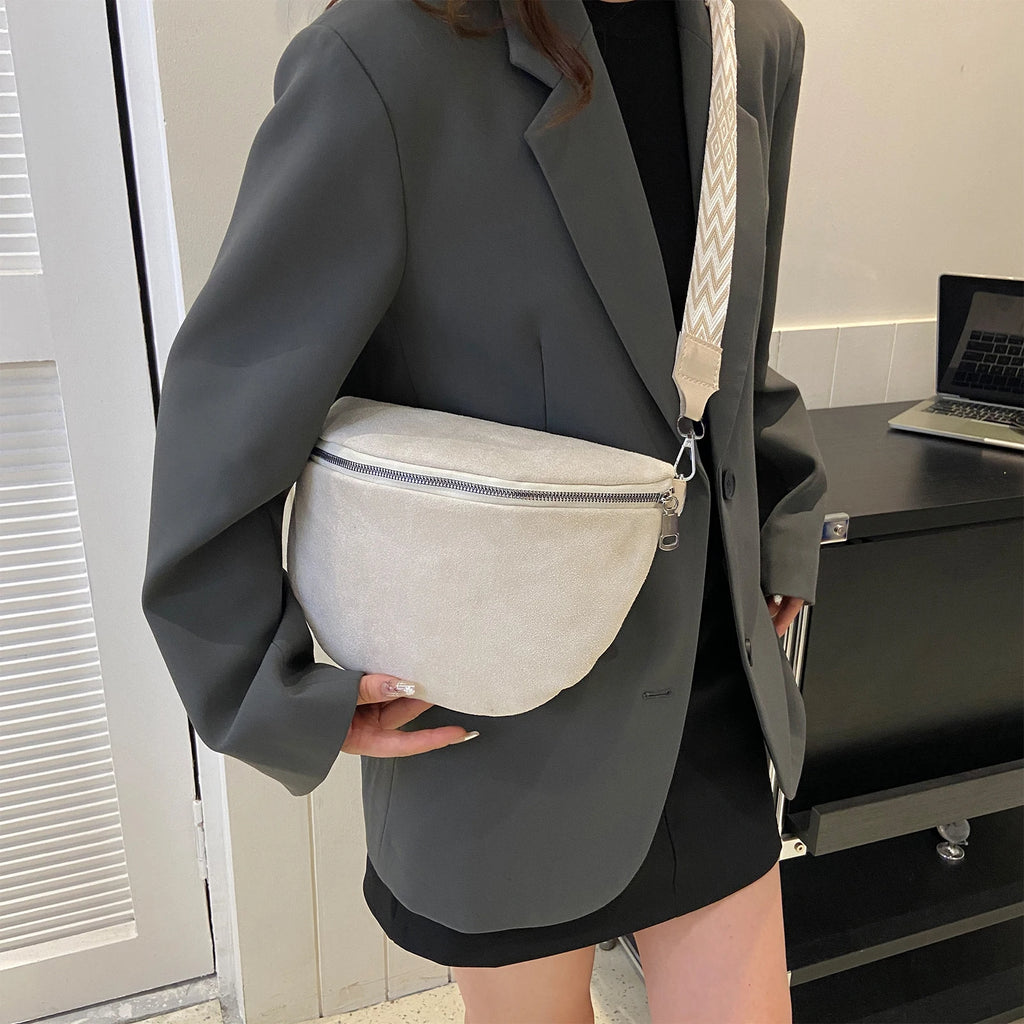 Women Chest Bag Fanny Pack PU Leather Solid Shoulder Bag Fashion Waist Bag Adjustable Strap Ladies Crossbody Stylish Satchel Bag