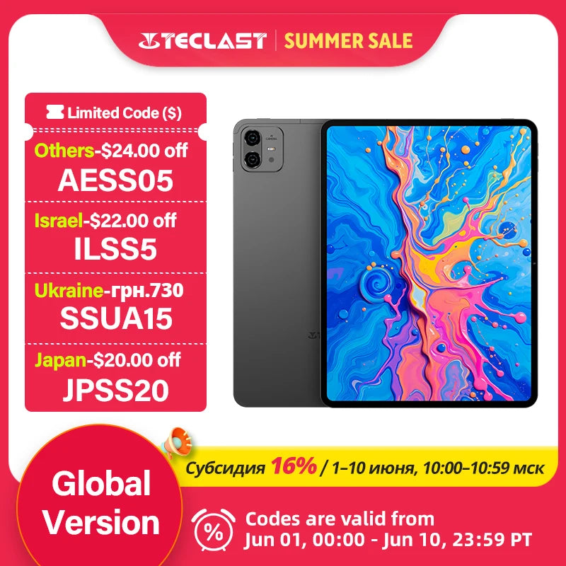 Teclast ArtPad Pro 12.7" 2.2K Display 8GB(+12G) 256GB MediaTek Helio G99 10000mAh 30W Android 15 Tablet PC 4G LTE Global Version