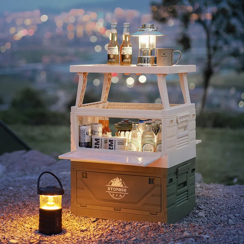 Outdoor camping folding box Car trunk with table Camping picnic finishing box Household storage box