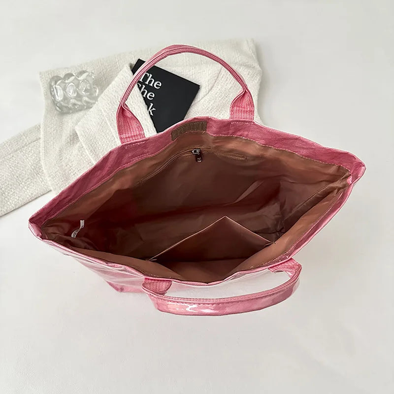 Retro tote bag waterproof DuPont paper shoulder bag fashionable commuting large capacity kraft paper handbag