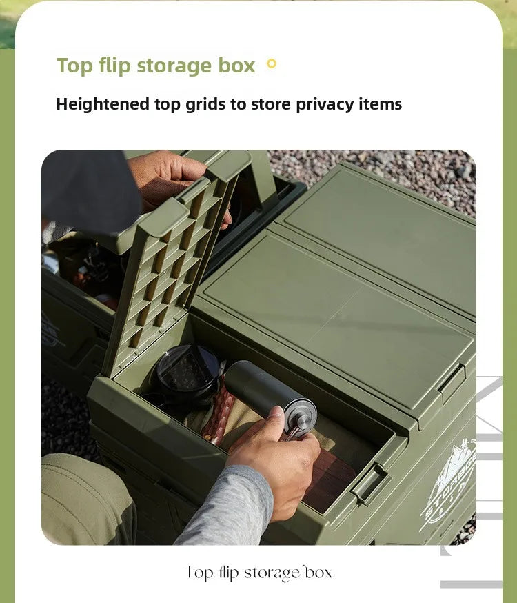 Outdoor camping folding box Car trunk with table Camping picnic finishing box Household storage box