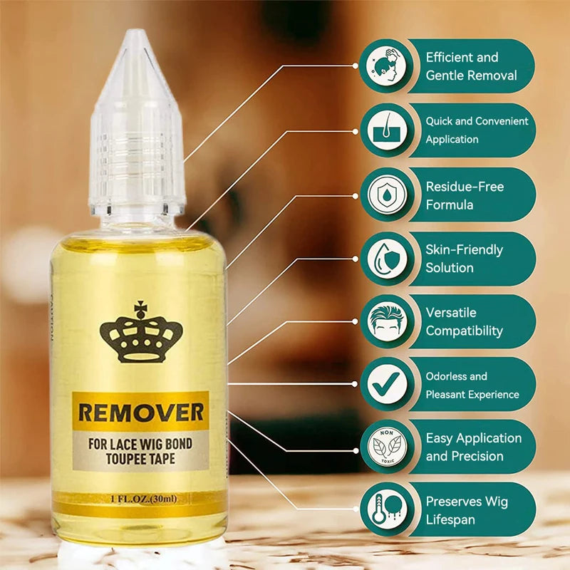 1Pcs Hair Glue Remover Yellow Adhesive Remover For Toupee 30ml Transparent Remover For Lace Wig Tape Remover For Hair Extensions