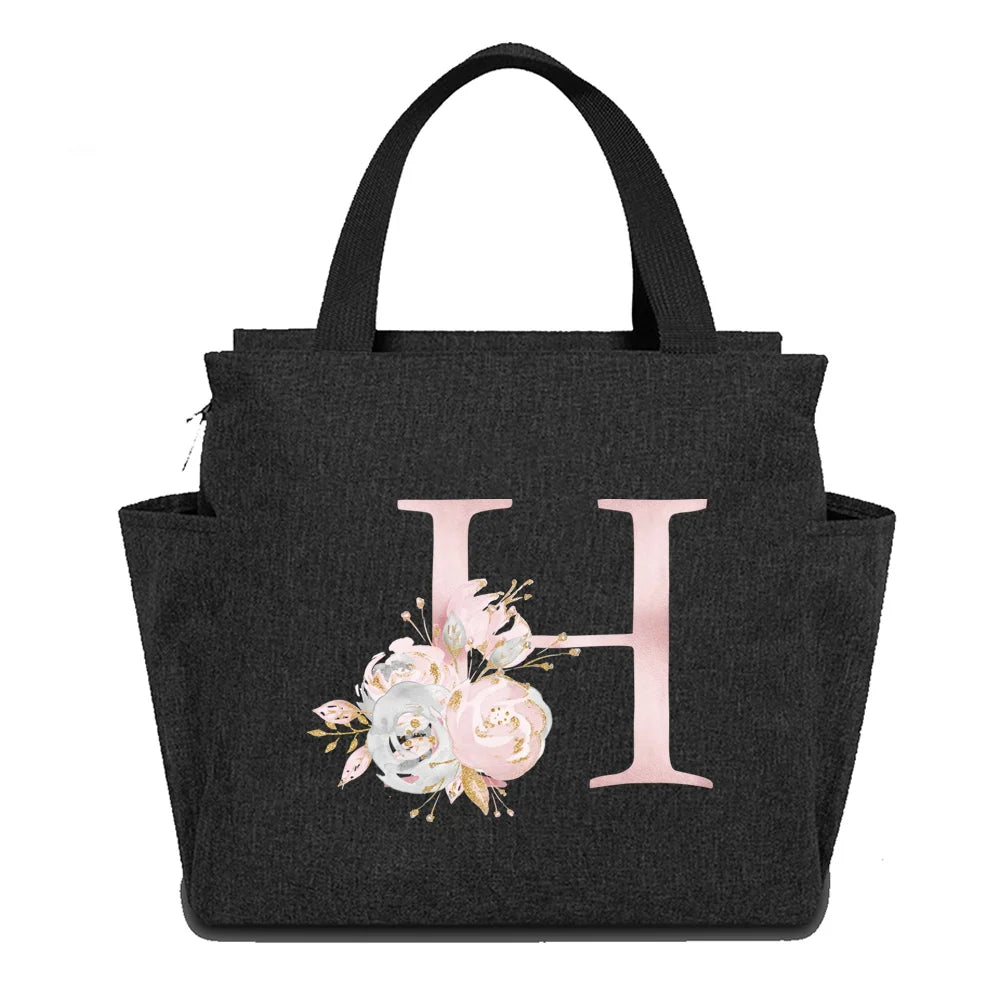 BIG Capacity Insulated Thermal Lunch Food Bag Box Cooler Waterproof  Original Design Pink Flower Series Printing for Kids