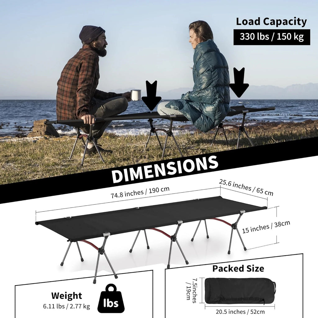 Outdoor Folding Camping Bed Single Person Cot Portable Foldable Sleeping Pad Hiking Backpacking Picnic Camping Cot Bed Mat 야전침대