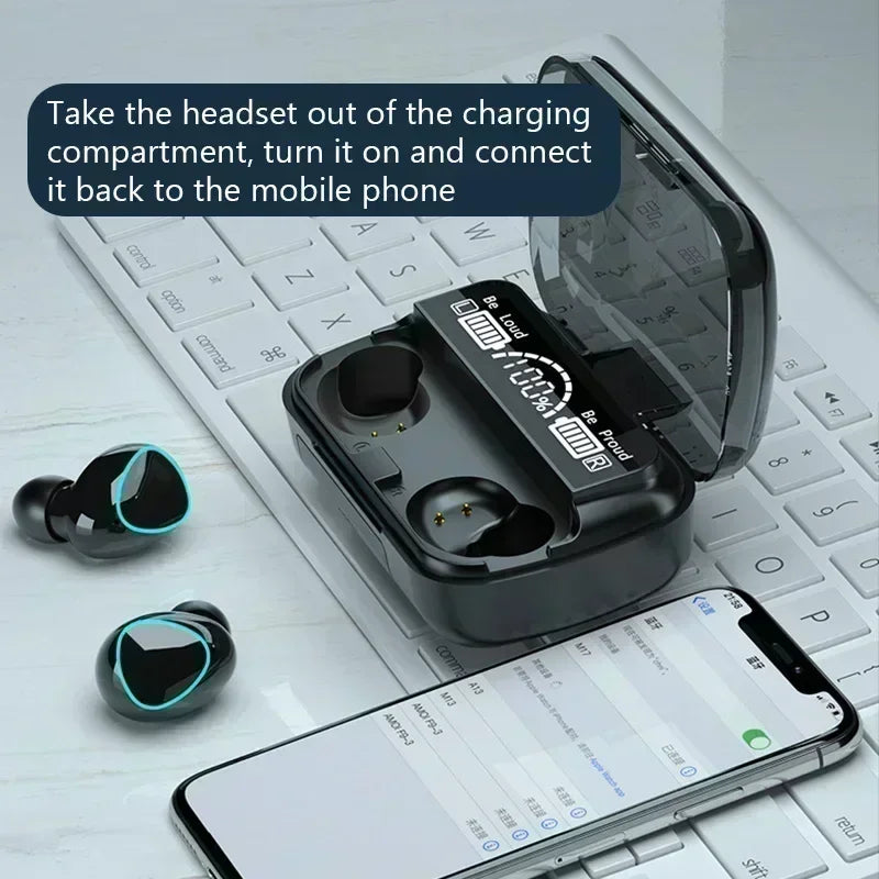 Bluetooth headset M10 hands-free LED Dispay headset Bluetooth HiFi stereo music wireless earplug waterproof game headset