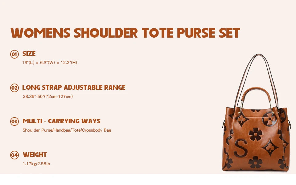 Floral Handbags Purses Women Tote Bag - Embossed Leather Top Handle Handbag Set Large Shoulder Bag Ladies Bucket Hobo Bag