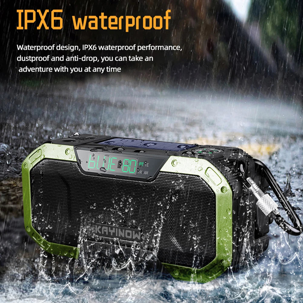 5000mAh Emergency Radio Solar Powered Hand Crank Radio Multifunctional Bluetooth AM/FM Weather Radio Speaker with LED Flashlight