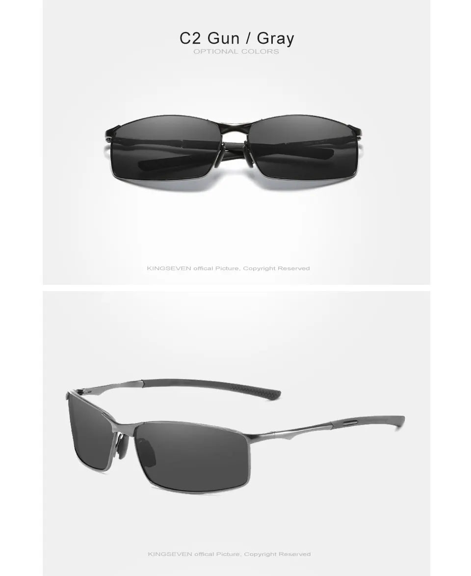 KINGSEVEN Fashion Rectangular Frame Sunglasses For Men UV400 Polarization Alloy Riding Glasses Parsnip Luxury Vintage Eyewear