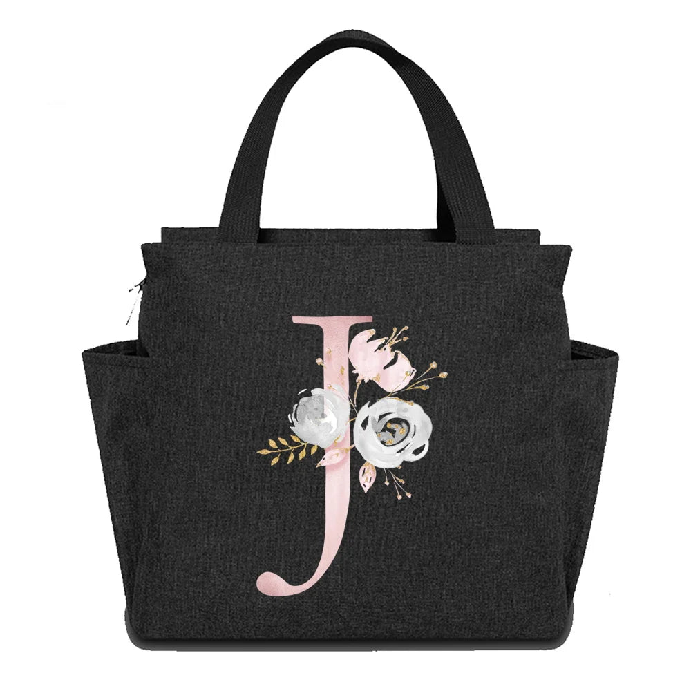 BIG Capacity Insulated Thermal Lunch Food Bag Box Cooler Waterproof  Original Design Pink Flower Series Printing for Kids
