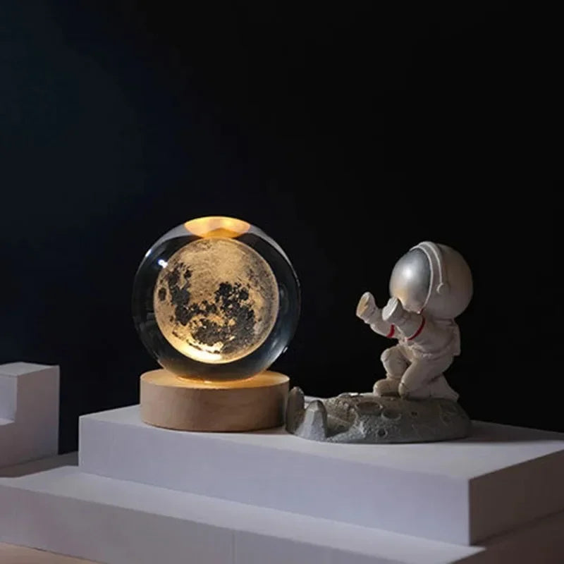 3D Crystal Ball Night Light Lamp Crystal Planet Laser Engraved Solar System Globe Astronomy Gift Birthday Glass Home Decoration