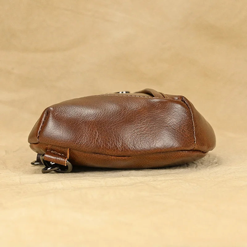 Mans 100% Genuine Leather Sling Bag Men Messenger Bags for Men Black Chest Bags for Phone Casual Sport Shoulder Bag
