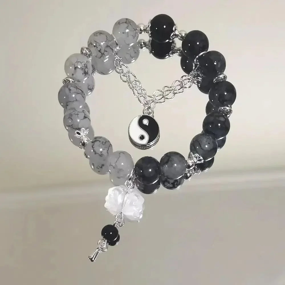 Butterfly Star Moon Flower Pendant Glazed Bracelet Jewelry Gift Beauty Accessory Bead Chain with Colorful Beads Lucky Bracelet