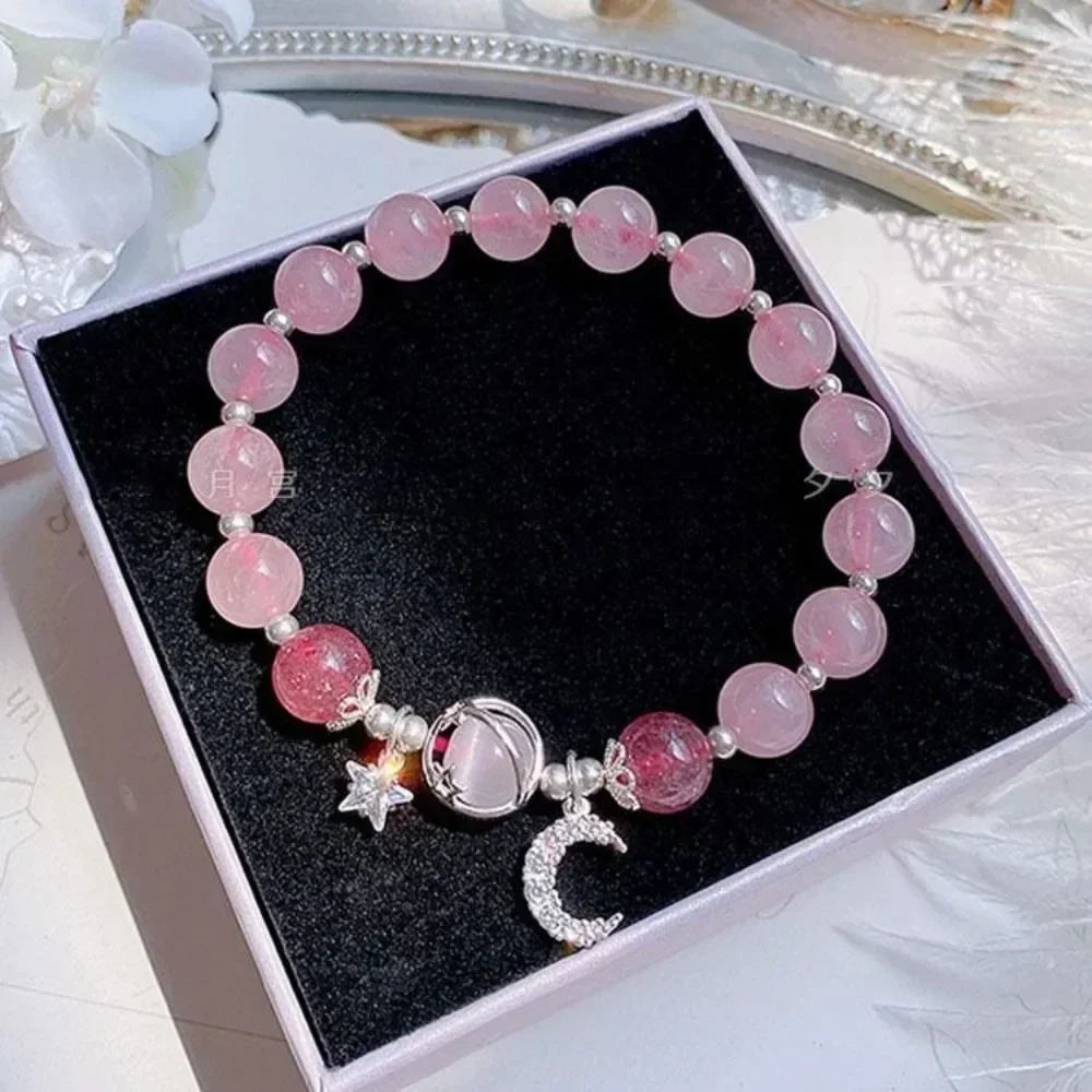 Butterfly Star Moon Flower Pendant Glazed Bracelet Jewelry Gift Beauty Accessory Bead Chain with Colorful Beads Lucky Bracelet