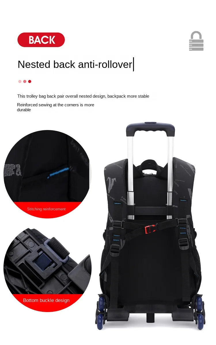 Trolley School Bags for Boys Children Rolling Backpack Elementary School Backpack with Wheels Student Book Bag Carry on Luggage