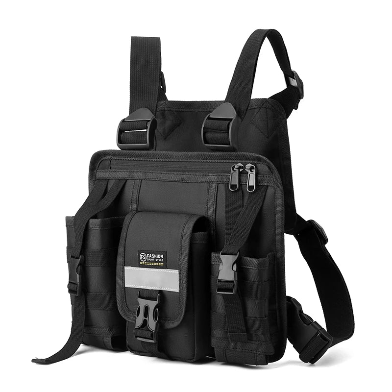 Reflective Design Chest Rig Bag Wear-resistant Tactical Vest Bag Multiple Pockets Students Chest Bag Hip-hop Streetwear Backpack