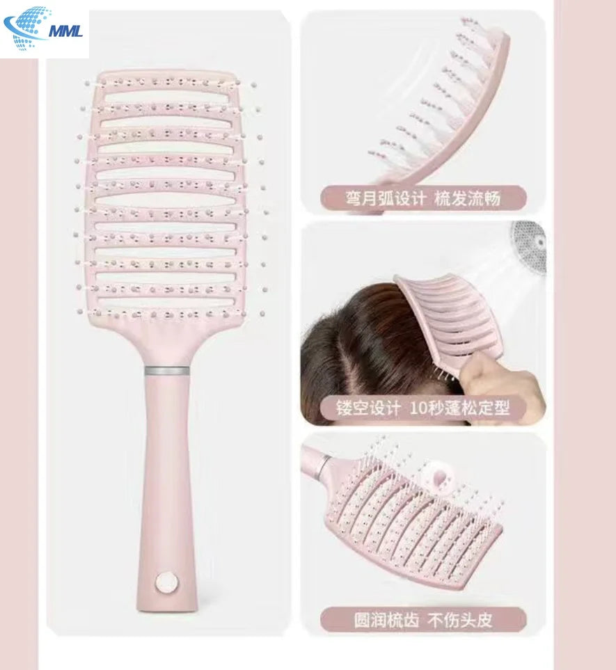 professional anti-static cylindrical bristle curly hair styling round comb nylon teeth roller comb Special for real hair wigs