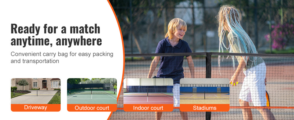 SucceBuy Portable Pickleball Net System 22FT Full Court Official Regulation Size Pickle Ball Nets Outdoor with Court Line