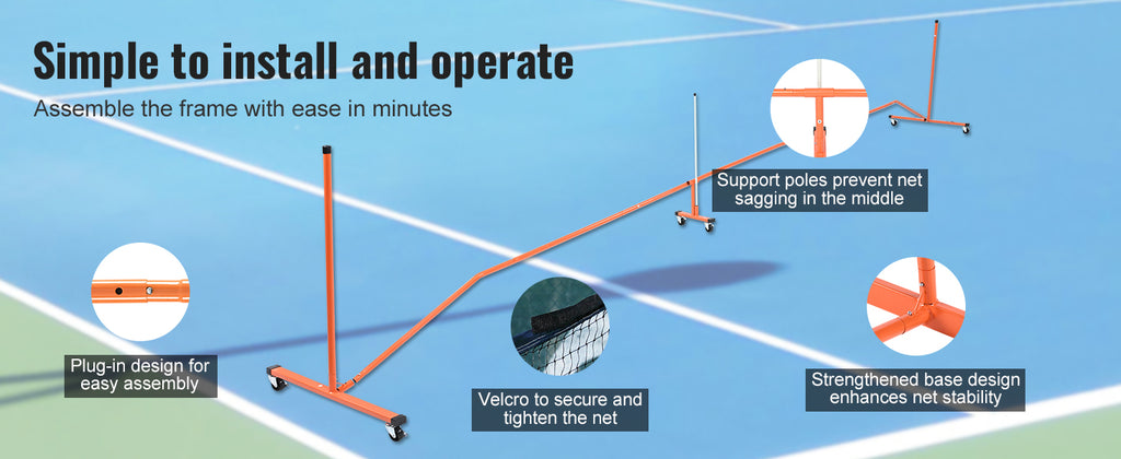 SucceBuy Portable Pickleball Net System 22FT Full Court Official Regulation Size Pickle Ball Nets Outdoor with Court Line